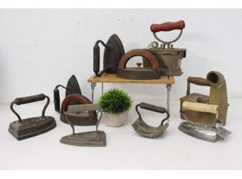 Irons Squared: Assorted Lot Of Vintage Cast Iron Mashers -(Great As Door Holder)