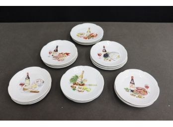 Set Of Wine & Cuisine Pairing Appetizer Plates By Berry Haute Porcelaine Creation Louis Lourioux