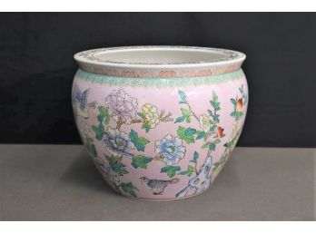 Stunning Chinese Export Porcelain Enamel Floral & Koi Fish Bowl Planter