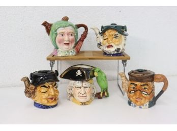 Group Of Five Character Jugs (Toby Style) MK Ceramics And PY Ceramics  -  Made In Japan