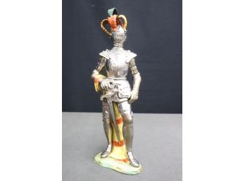 Knight#1 Italian Ceramic Armor & Plumage Statuette, Orange & Yellow Insignia 1496/620