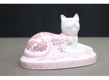 Chinese Export Rose Painted Porcelain Feline Figurine