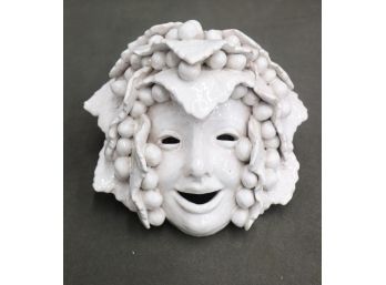 Whimsical Grape Headed Laughing Bacchus Wall Mask ,Terracotta