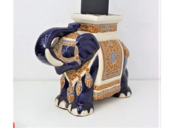 Cobalt And Ivory Elephant Garden Stool, Decorative Quality