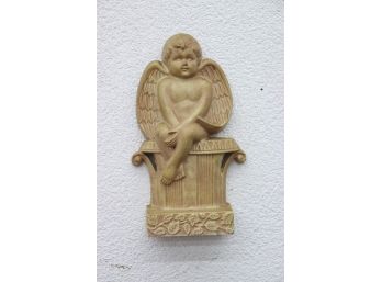 Hanging Wall Angel White Painted Cast Iron