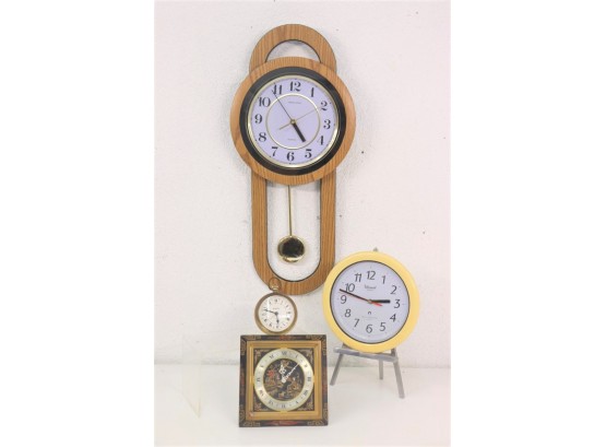 Group Lot Of Four Various Style Clocks