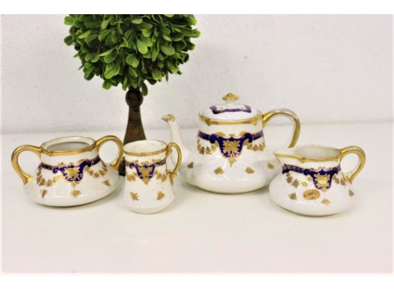 Japanese Mikado Extra Hand-painted Porcelain Tea Set - Creamer, Sugar, Teapot, And Single Cup