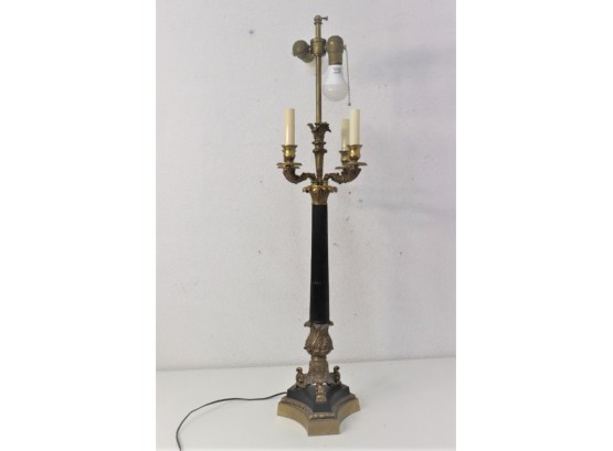 Excellent Six Bulb Column Candelabra Lamp On Triad Feet And Base