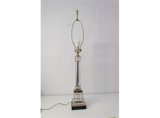 Marvelous Hollywood Regency Style Glass And Brass Column Lamp