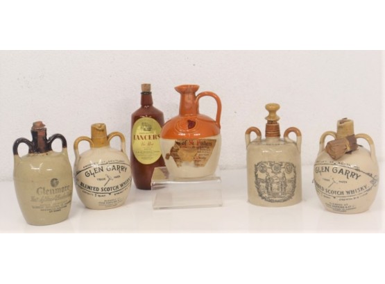 Grouping Of Six Vintage Ceramic Branded Liquor Decanters, Some Corks Missing (empty)