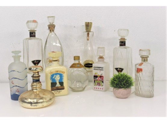 Group Lot Of Vintage Branded Liquor Decanter And Bottles