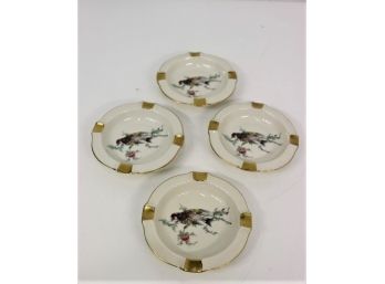 Vintage Eberthal W. German Bavarian Porcelain Ash Tray Set Of 4 - #1547   95 Marked On Bottom