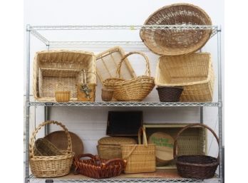 Two Shelves Of Baskets, Baskets, Baskets