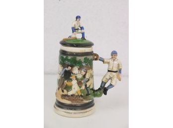 If You Pour It, They Will Drink: Baseball Home Plate, Fielder, And Batter Figurine Beer Stein