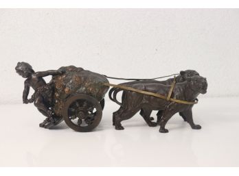 Cupid Chariot Pulled By Panthers Bronze Sculptural Grouping Inspired By Triumph Of Dionysus