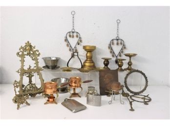 Group Lot Of Mixed Metal Objects And Wares - Brass, Copper, Stainless, And Other