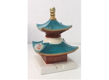 Single Japanese Bottle Lot: Pagoda Inspired Japanese Ceramic Sake Bottle