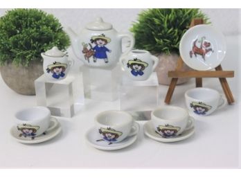 Madeline Porcelain Mini Toy Tea Set - Teapot, Creamer/Sugar, 4 Cups/4 Saucers