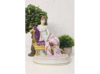 Purple, Lavender, And Gold German Porcelain Madame Recamier Style Figurine