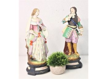 Pair Of Renaissance Courtesan Porcelain Figurines