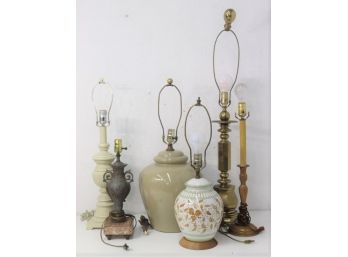 Group Lot Of Ceramic And Metal Table Lamps