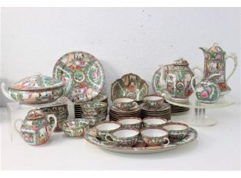 Vast Lot Of Famille Rose Porcelain Tea And Dinner Service - 4 Character Iron Stamp Underglaze On Bottom