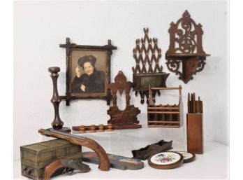 Group Lot Of Wood Craft And Utilitarian Objects And Wares