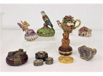 Butterflies, Bird, Bear Group Lot Of Ceramic Figurines And Small Vessels