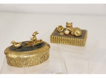 Can Never Unsee Lot: Duck Pulls Pearl-wielding Bunny In Rowboat & Careless Bougie Cat Figurine Boxes