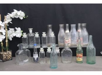 Vintage Group Lot Of (some Vintage Branded) Glass Bottles And Apothecary Jars