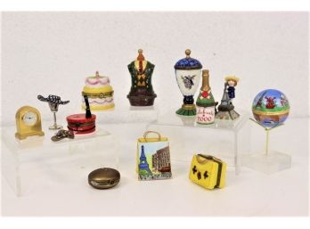 Group Lot Trinket Boxes -ooh-la-la Variety Of Porcelain Trinket Bijoux On A Mostly French Theme
