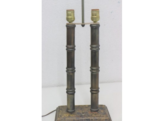 Ancient Patina Brass Faux-boo Double Pillar Table Lamp