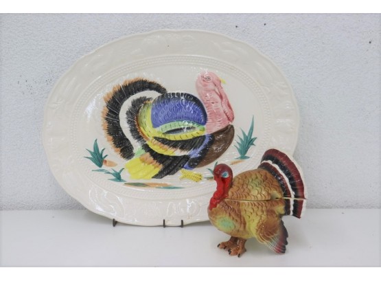 Turkey Platter And Standing Turkey Service Piece