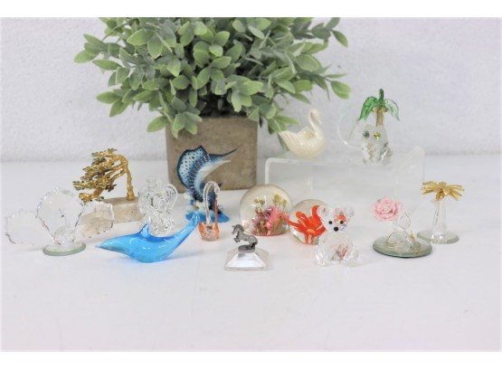 Mother Nature's Bounty Group Of Small, Cute And Wild Glass Figurines