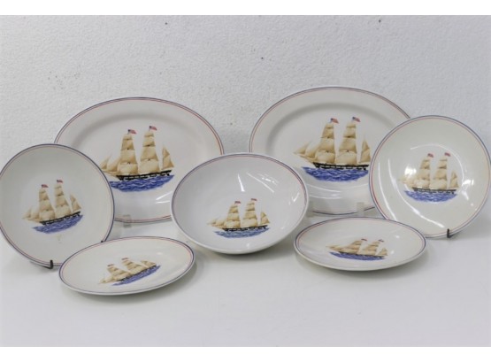 Clipper Ship ND Exclusive 2 Platters  And 5 Plates Made In China