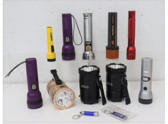 Group Lot Of Flashlights And Hand Beacons