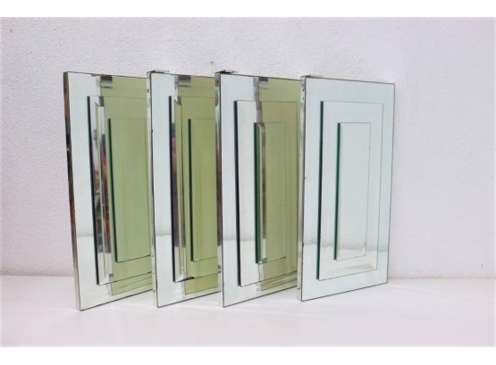 Four Deco Style Mirrored Panels - So Cool As Wall Art, But Hardware For Cabinet Door Mount Also Included