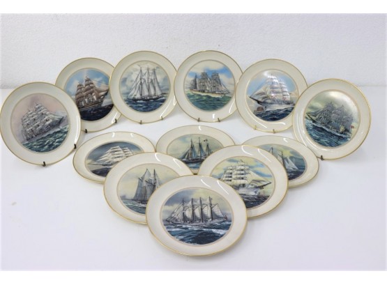 Twelve Commemorative Plates - Official Tall Ships Fine China Plate Collection By Danbury Mint