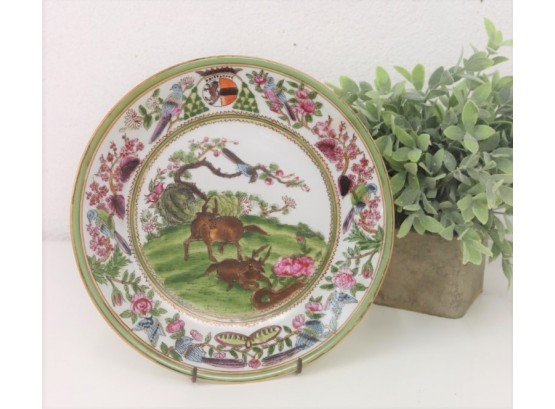 Vintage Flora And Fauna Decorated Porcelain Charger
