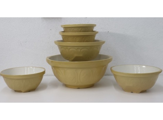 Sweet Group Lot Of Six Green's Gripstand Church Gresley Mixing Bowls