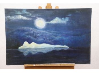White Profile Blues Moonlit Painting On Canvas,  Artist: Nancy Berg