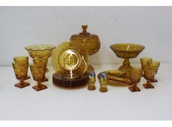 Vintage Amber Glass Grouping