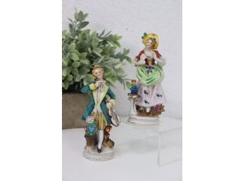 Vintage Porcelain Regency Barbie And Rococo Ken: Pair Of Costumed Figurines - Made In Occupied Japan