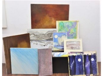 Group Lot Of Works In Progress Paintings, Some On Canvas And Others On Board,  Artist: Nancy Berg