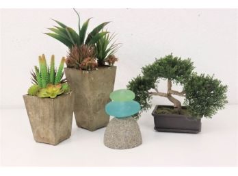 Wee Tiny Zeriscape Faux Succulent, Cacti And Bonsai