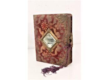 Antique Tapestry Covered Photo Album By Ox Yoke 1898 Patent - With Vintage Photographs