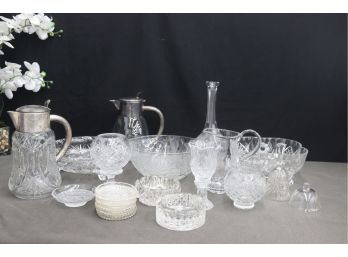 FancyPants Crystal And Cut Glass Group Lot - Bowls And Decanters And Friends