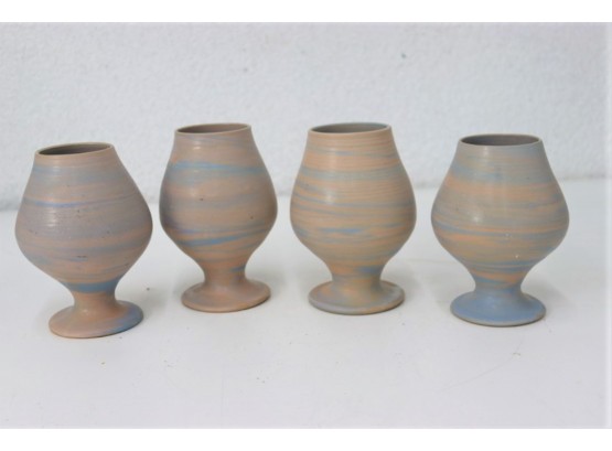 Quartet Of Hand Thrown Ceramic Snifter Vases, Signed Bittom