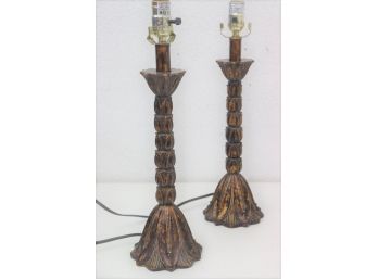 Pair Of Empire Revival Style Blossom And Tassle Table Lamps