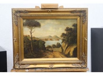 Fiorentino Napoli-Vesuvio Original Oil On Canvas, Signed, With Certificato Di Garanzia
